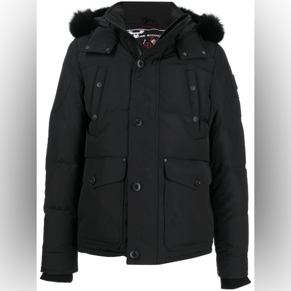 Used once Moose Knuckles size S slim fit 
multiple-pocket padded jacket